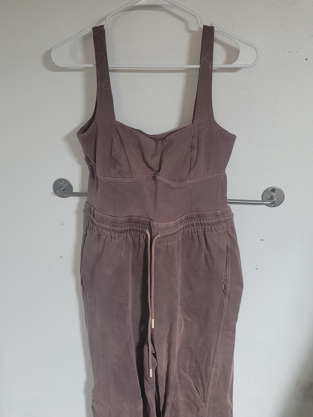 FP Movement by Free People Mauve-Brown Sleeveless Jumpsuit with Drawstring Waist